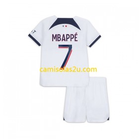 Camisolas de futebol Paris Saint-Germain Kylian Mbappé 7 Criança Equipamento Alternativa 2023/24 Manga Curta